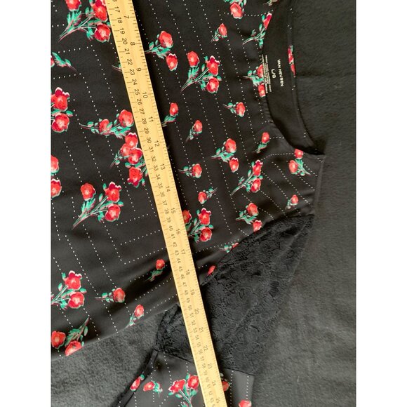 Van Heusen Womens Black Floral Bell Sleeve Top Size Large - Picture 9 of 11